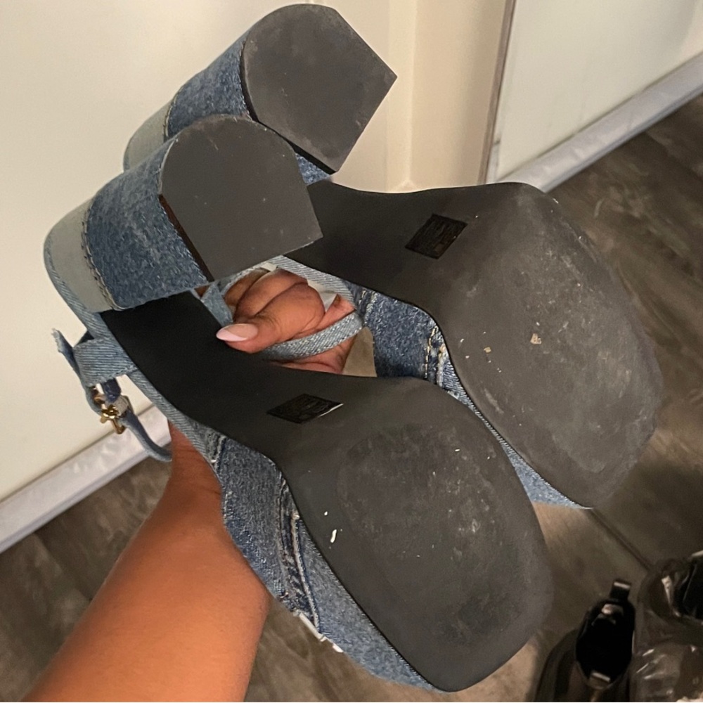 Jeffrey Campbell Girlfriend Blue Denim Platform Heels - Picture 6 of 8